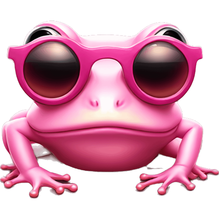 Pink pale frog with sunglasses and cigare in the mouth emoji