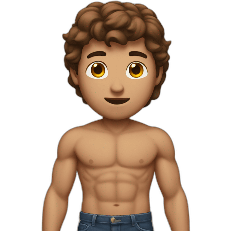 Brown hair Guy with abs emoji