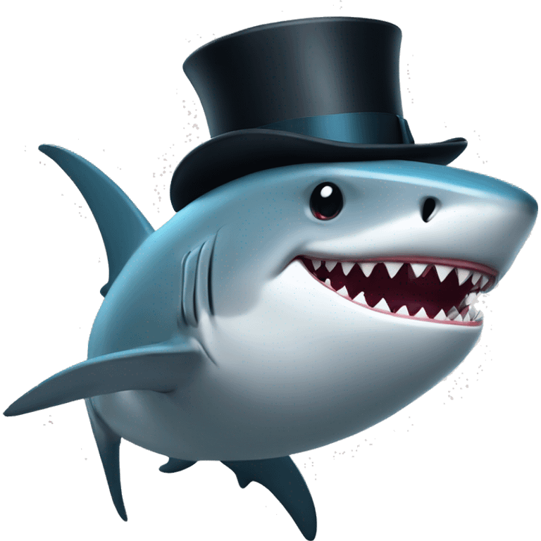 Shark with a top hat emoji