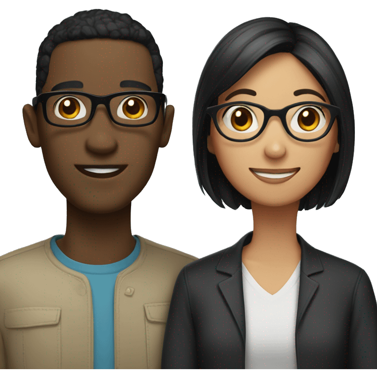 Couple with black hair where boy wearing glasses emoji