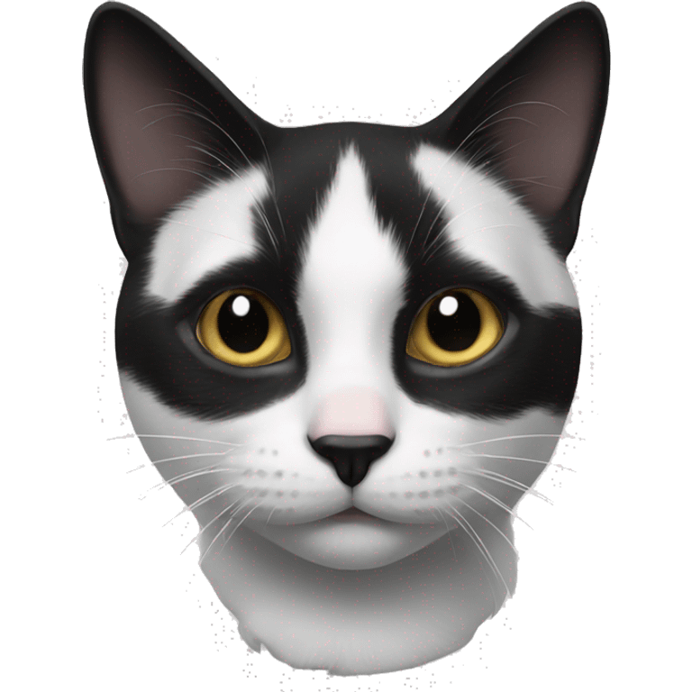 Black and white cat with only white mouth and black nose emoji