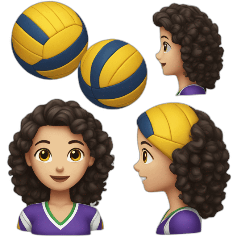 white girl whith dark curly hair playing volleyball emoji