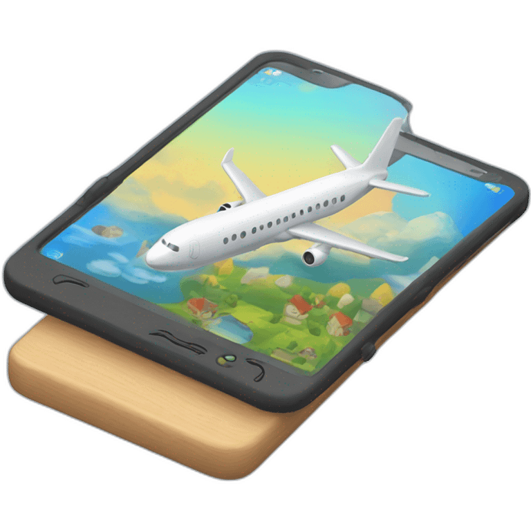 mobile phone and 3D plane game coming from display emoji