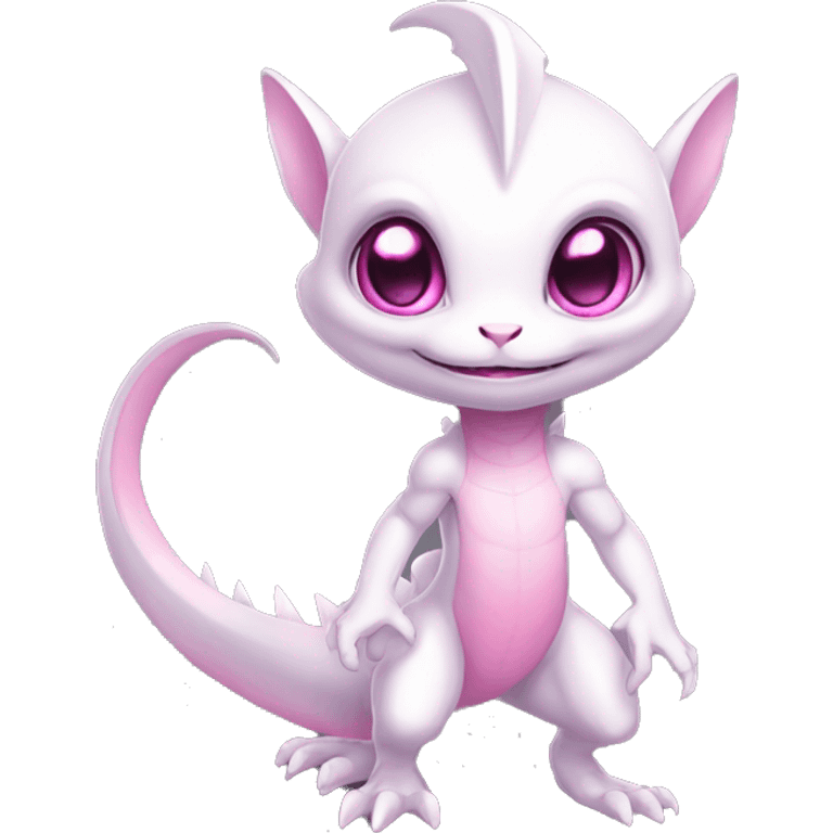 White, Shiny, Chibi, White, Pink eyes, Anthro-Sona-Lizard-Alien-Fakémon, Full Body emoji