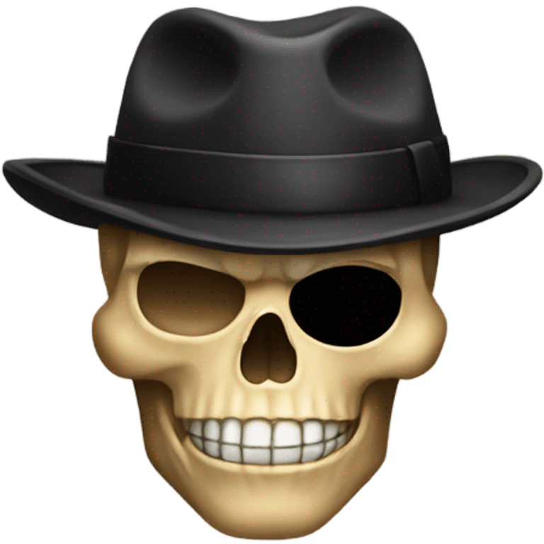 skull with robber mask and fedora emoji