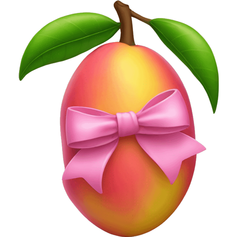 Pink mango with a bow emoji