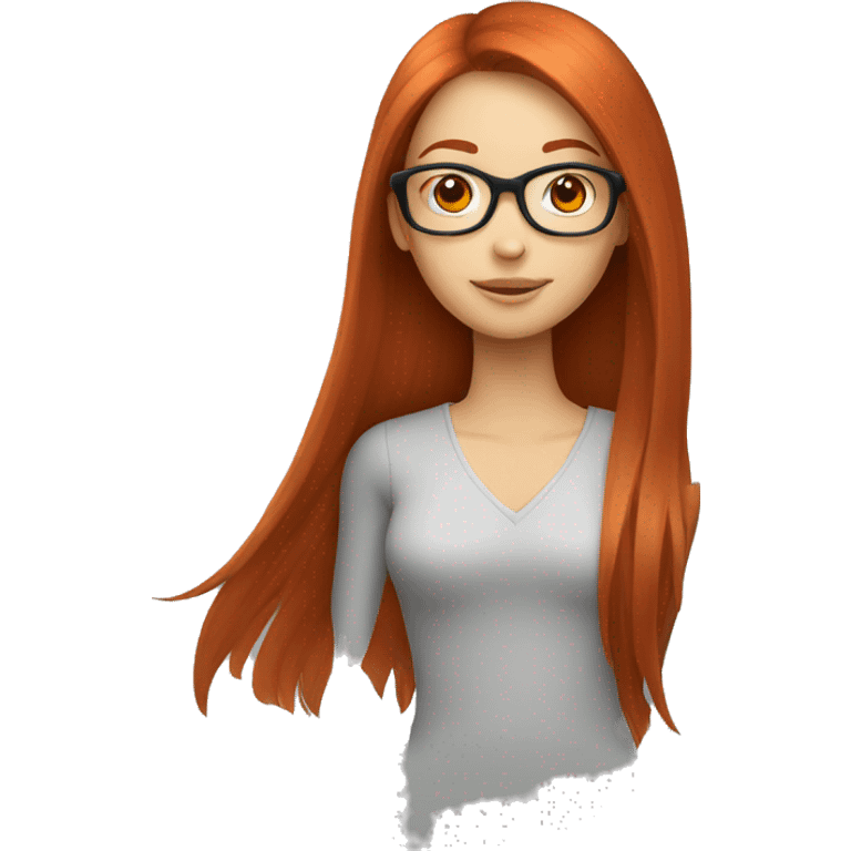 redhead girl with long straight hair and glasses emoji