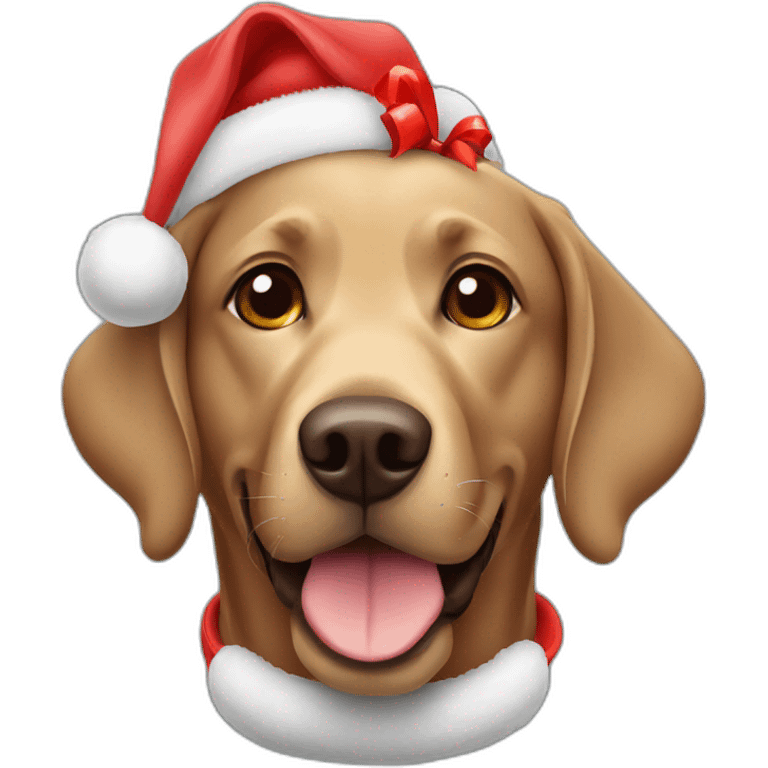 Brown labrador funny face with christmas hat emoji