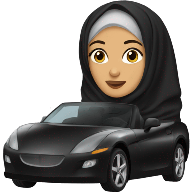 Hijabi wearing abaya driving emoji