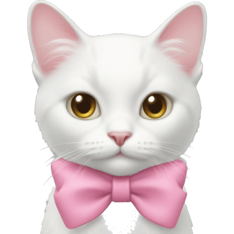 White cat with a pink bow emoji