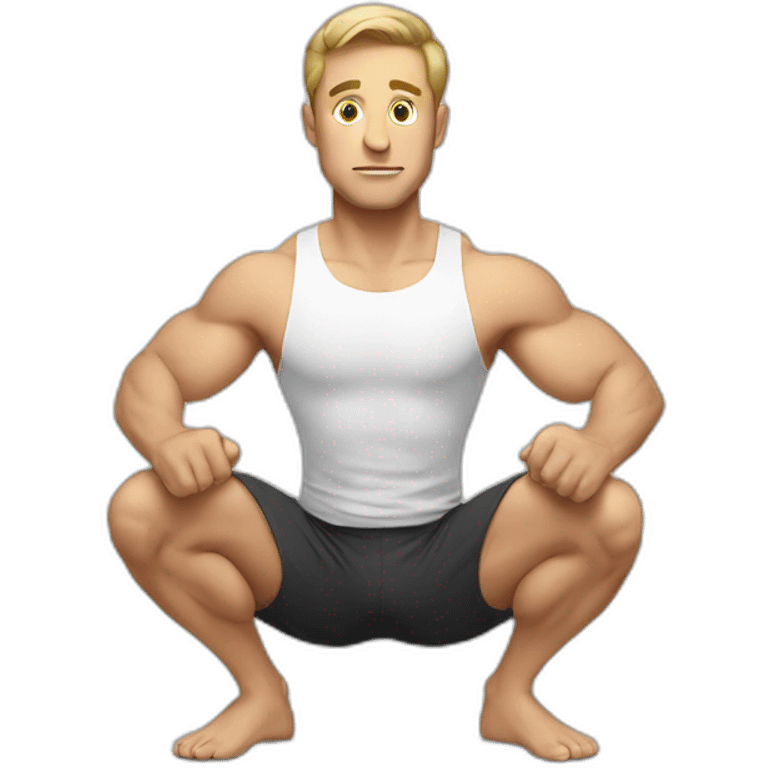 white man doing squats emoji