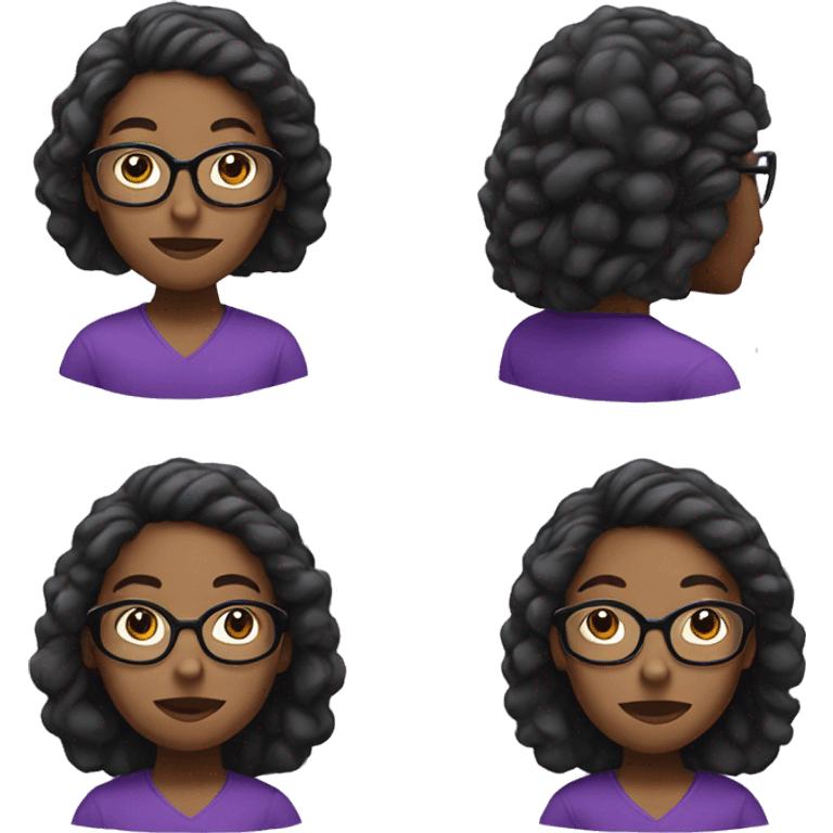 black woman with glasses and a purple shirt emoji