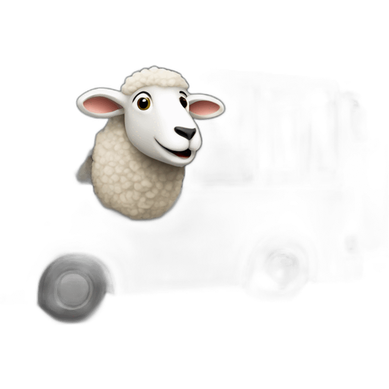 Sheep driving a modern bus emoji