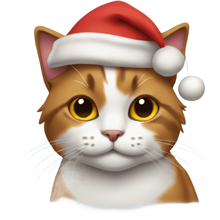 Calico cat in a Santa hat emoji