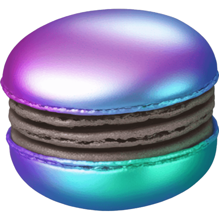 Realistic metallic silver macaroon with gradient colorful filling  emoji