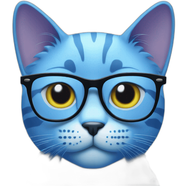 blue cat with glases emoji