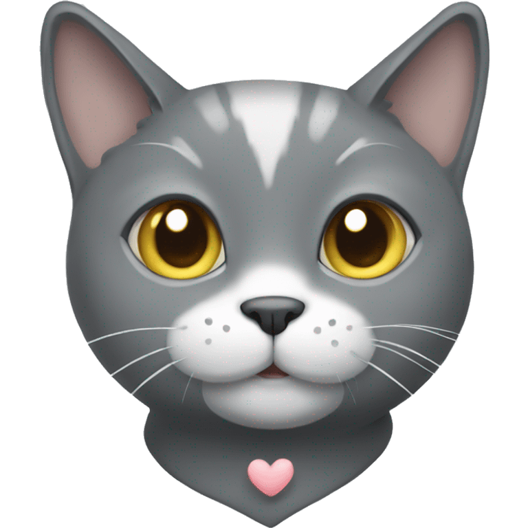 Grey Cat with white heart emoji