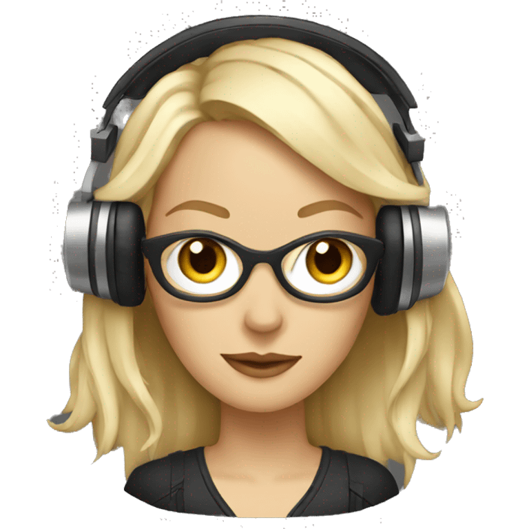 white woman music producer with headphones emoji