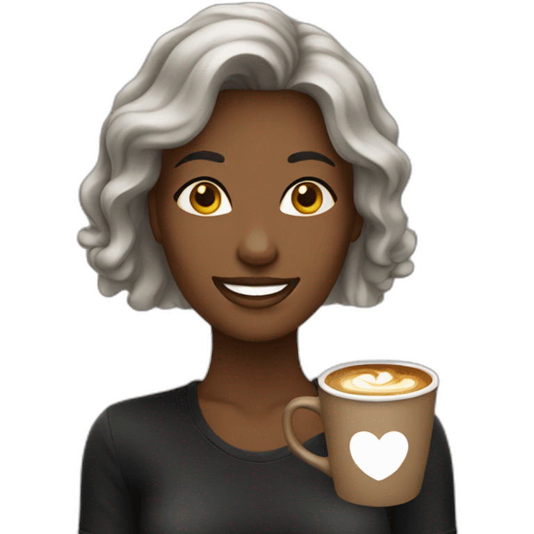 living happy female coffee cup black emoji