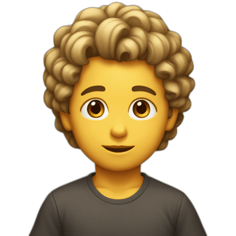 niño con pelo rizado emoji