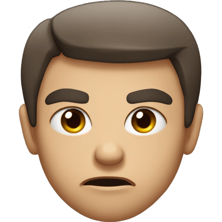 slightly angry looking, one eyebrow up emoji