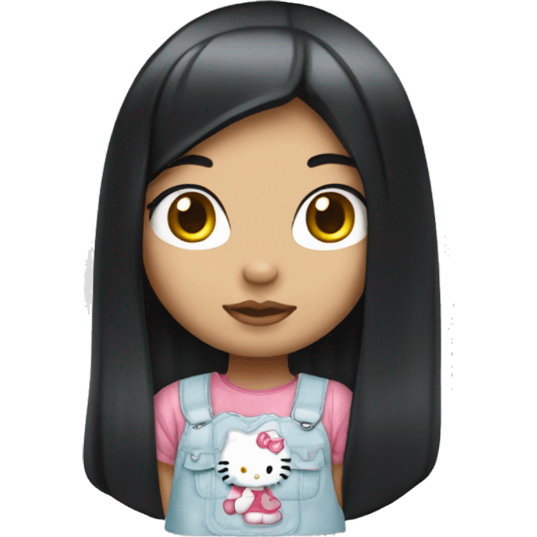 girl with a black straigth hair hello kitty emoji