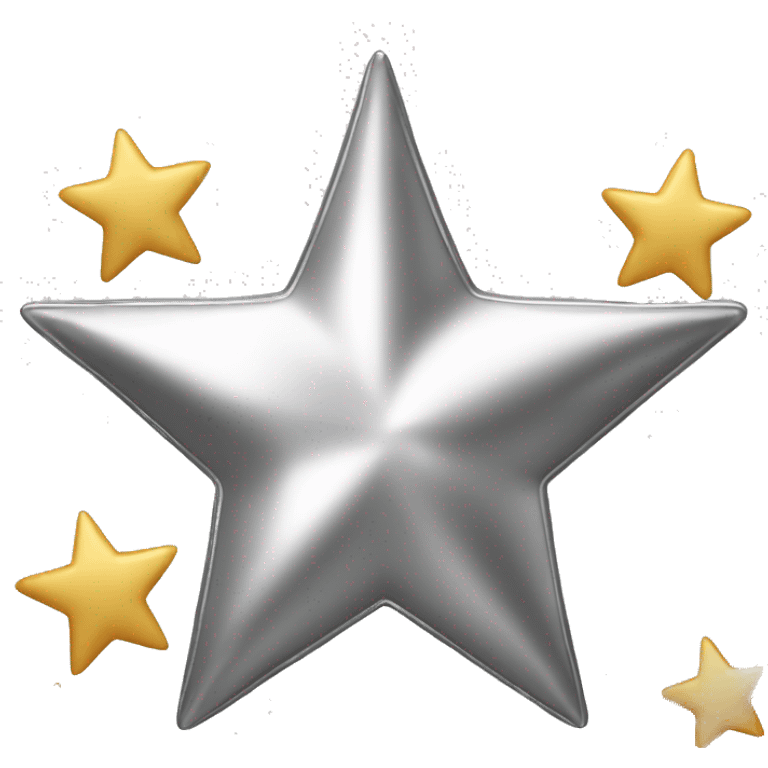 Create a silver star emoji identical to the classic gold star emoji (⭐️). It should match the same size, shape, and smooth shading, but in metallic silver. Keep the design simple and glossy, just like the original Apple star emoji. emoji