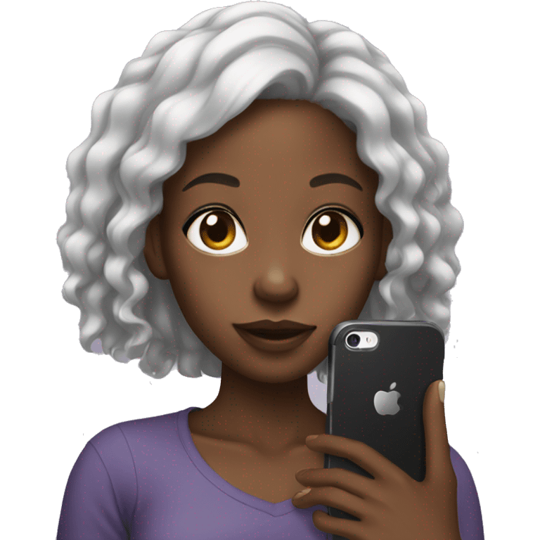 black girl with iphone emoji