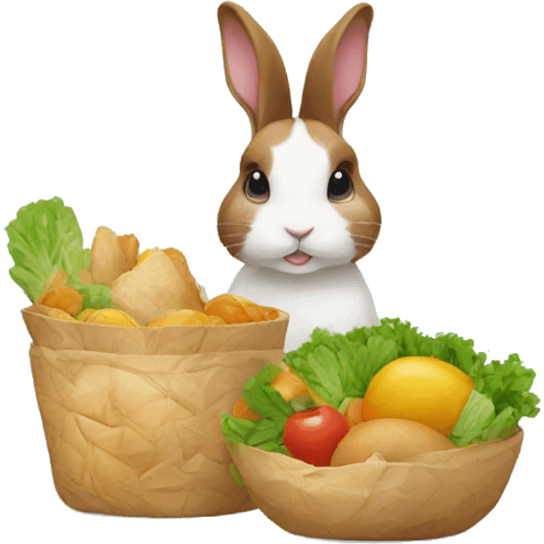 Dutch rabbit with food emoji