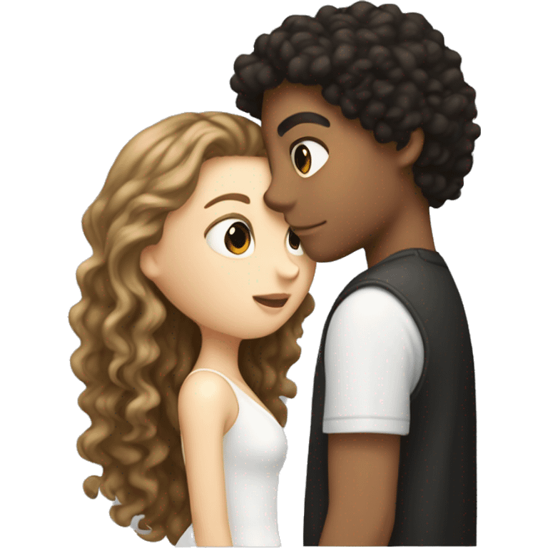 White boy with dark hair kissing white girl with long dark curly hair emoji