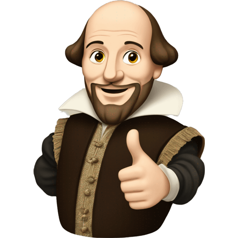 William Shakespeare with one thumbs up emoji