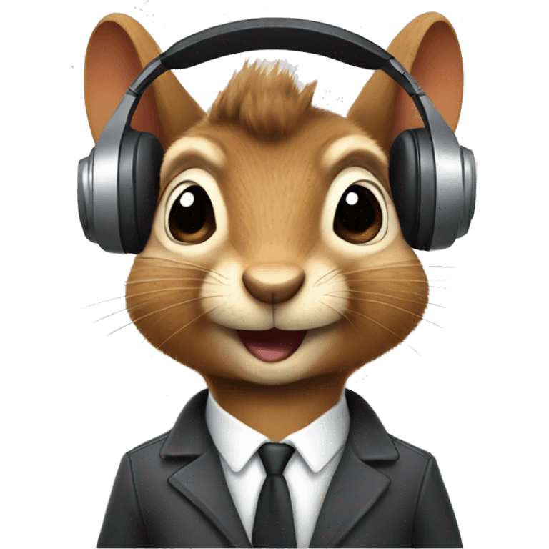 secret agent squirrel wearing headphones emoji