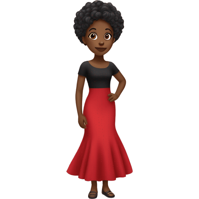 Black girl in fancy red dress emoji