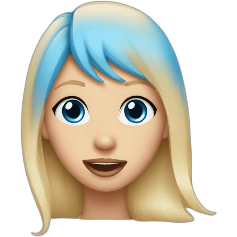 Blue eyed blond girl sticking tongue out emoji