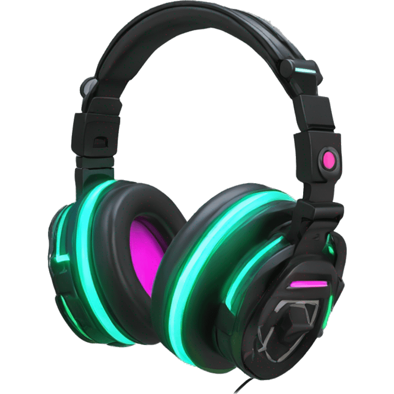 A beautiful cyberpunk High tech neon Headphones front view emoji