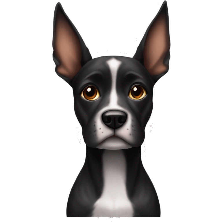 Black Brindle dog with big pointy ears and a white snout  emoji