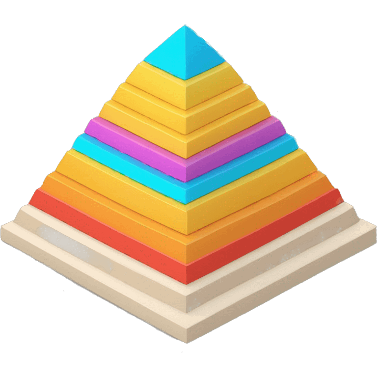 maslow pyramid in 3d isometric, colored emoji