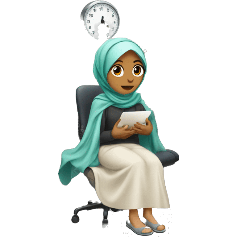 Hijabi girl sick with stomach cramps in doctors office  emoji