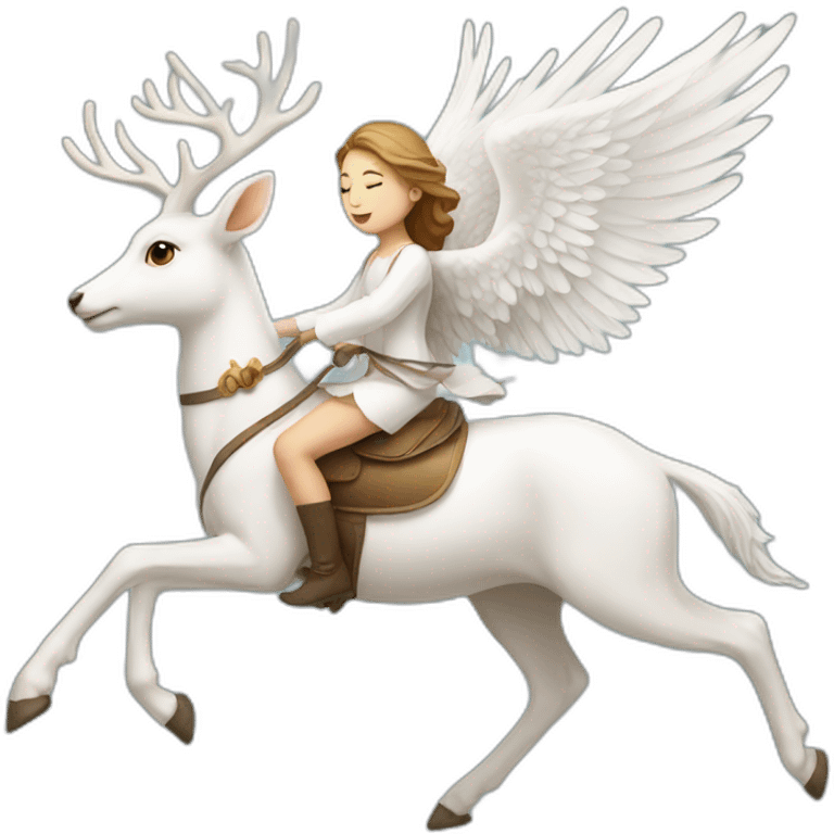 A angel riding a white deer emoji