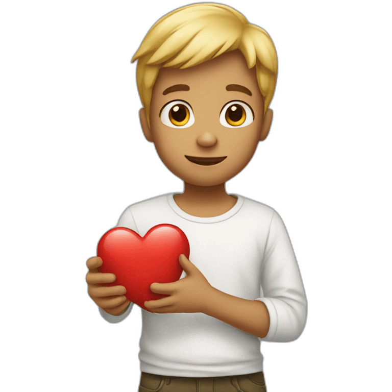 Boy with heart hand emoji