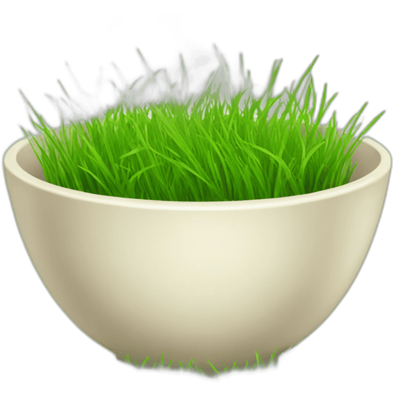 A bowl with grass and emoji