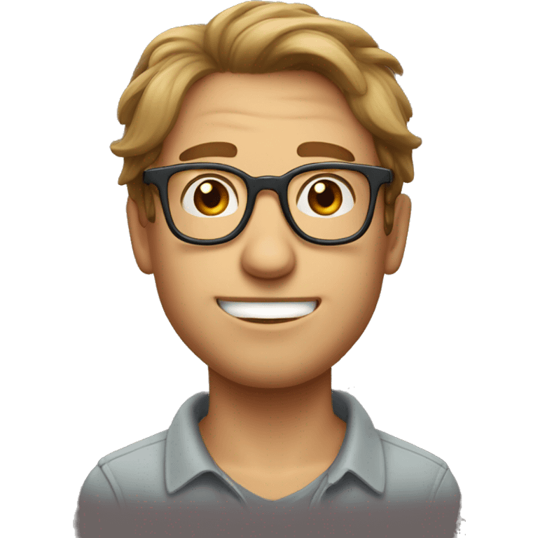 caucasian male, brown scraggy hair, glasses emoji