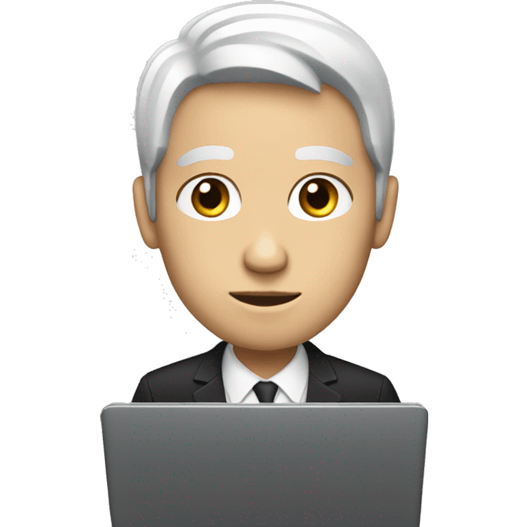 white man with black hair working on his laptop emoji