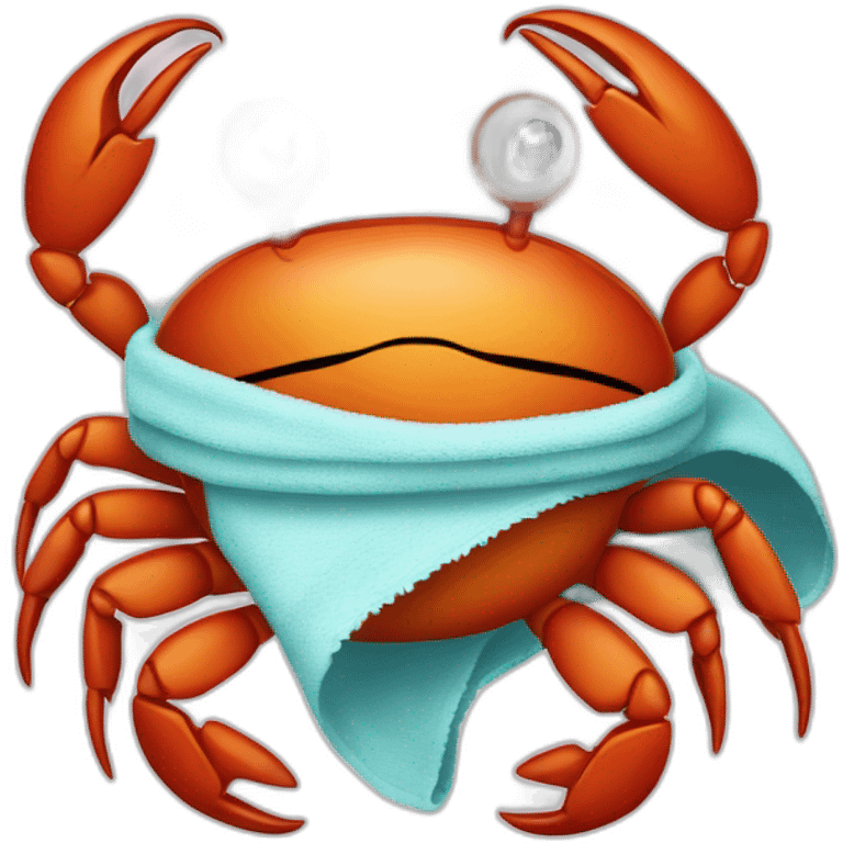 a crab wrapped in a towel emoji