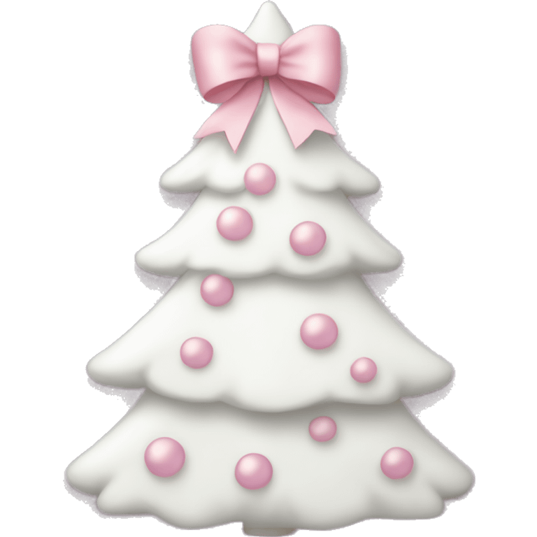 white christmas tree with light pink bows emoji