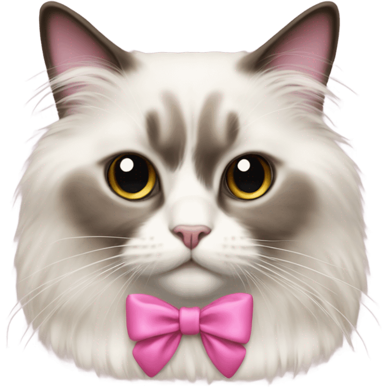 Ragdoll cat with a pink bow emoji