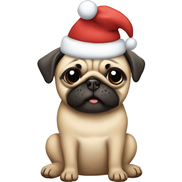 pug with a christmas cookie emoji