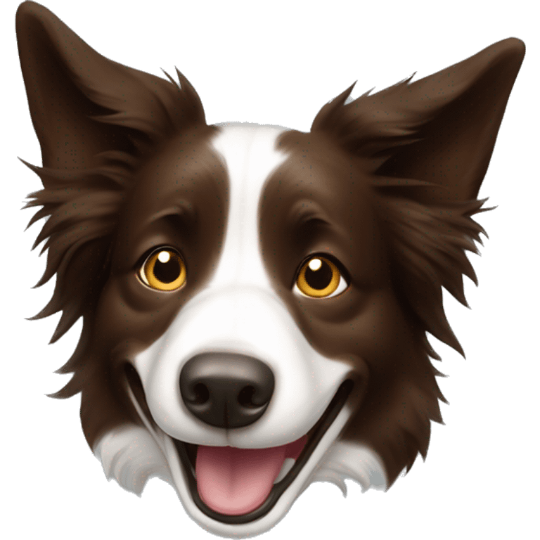 Brown border collie ear up laughing no upper teeth emoji