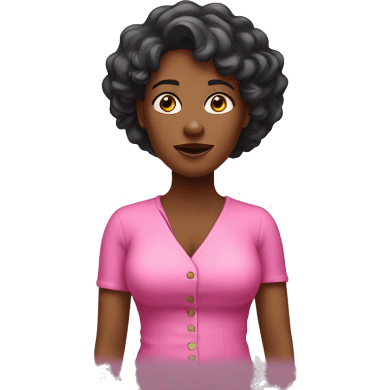 black woman in pink shrugging emoji