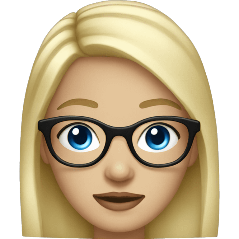 Long Blonde girl with blue eyes and big black square glasses  emoji